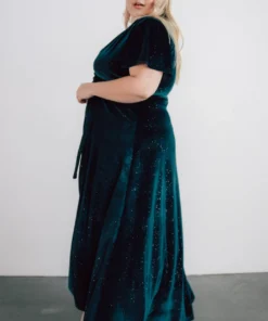 BB Custom Dresses Calvin Sparkle Velvet Wrap Dress | Jade