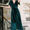 BB Custom Dresses Calvin Sparkle Velvet Wrap Dress | Jade