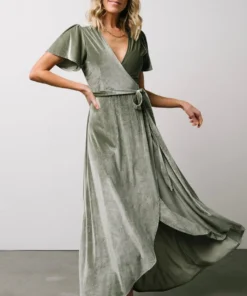 BB Custom Dresses Calvin Sparkle Velvet Wrap Dress | Sage