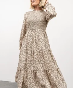 HAY Dresses Cambri Smocked Midi Dress | Beige Floral