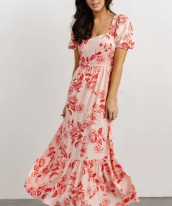 SL Candice Sweetheart Dress | Pink + Red Floral Dresses