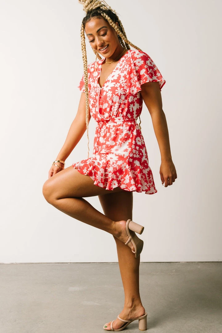 SL Vacation Candy Romper | Coral + White Floral 6 SL Vacation Candy Romper | Coral + White Floral