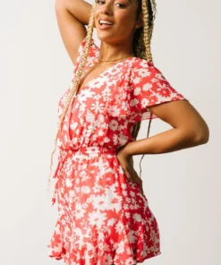 SL Vacation Candy Romper | Coral + White Floral