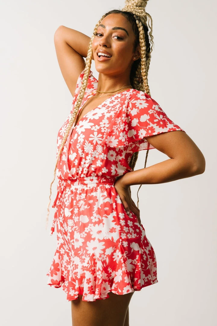 SL Vacation Candy Romper | Coral + White Floral 2 SL Vacation Candy Romper | Coral + White Floral