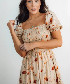 BB Custom Dresses Capri Smocked Maxi Dress | Golden Print