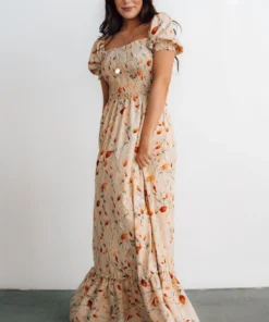 BB Custom Dresses Capri Smocked Maxi Dress | Golden Print