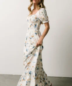 BB Custom Capri Smocked Maxi Dress | White Multi Print 14 BB Custom Capri Smocked Maxi Dress | White Multi Print