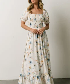 BB Custom Capri Smocked Maxi Dress | White Multi Print 11 BB Custom Capri Smocked Maxi Dress | White Multi Print