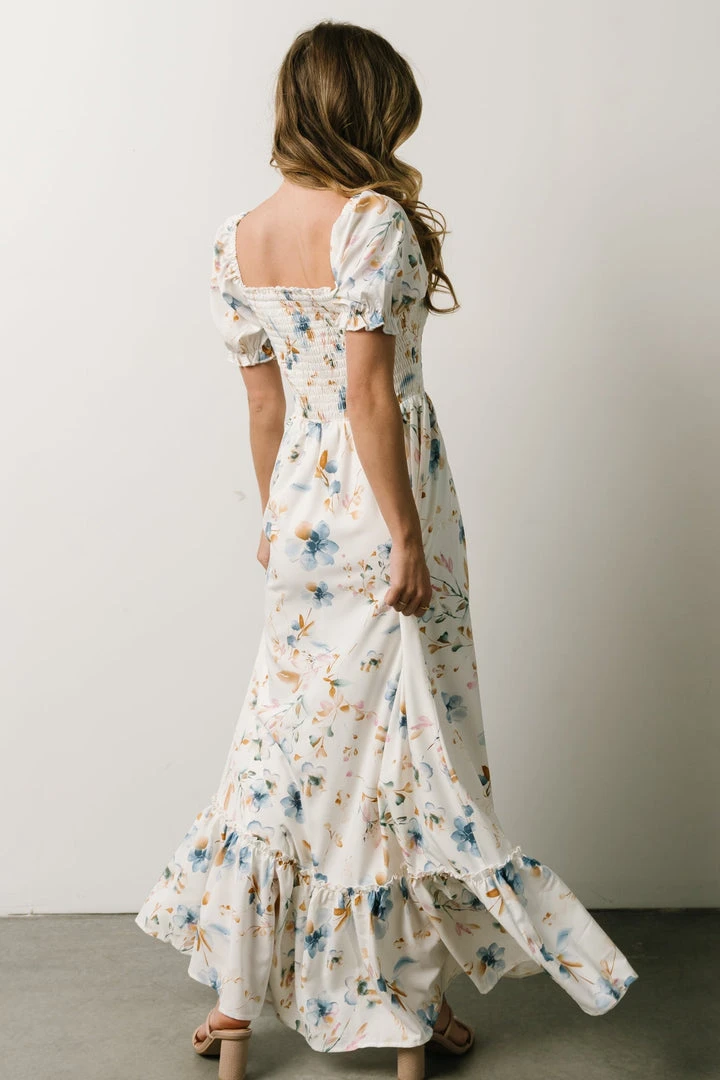 BB Custom Capri Smocked Maxi Dress | White Multi Print 7 BB Custom Capri Smocked Maxi Dress | White Multi Print