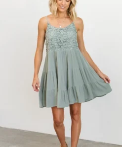 HAY Carly Lace Floral Mini Dress | Sage Dresses