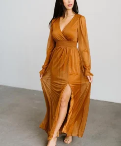 BB Custom Carmen Shimmer Maxi Dress | Copper Dresses