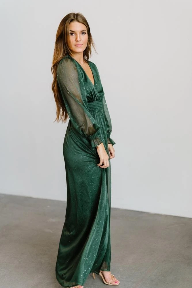 BB Custom Dresses Carmen Shimmer Maxi Dress | Green 5 BB Custom Dresses Carmen Shimmer Maxi Dress | Green