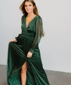 BB Custom Dresses Carmen Shimmer Maxi Dress | Green 8 BB Custom Dresses Carmen Shimmer Maxi Dress | Green