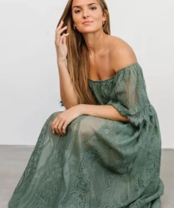 BB Custom Caroline Lace Maxi Dress | Dusty Green