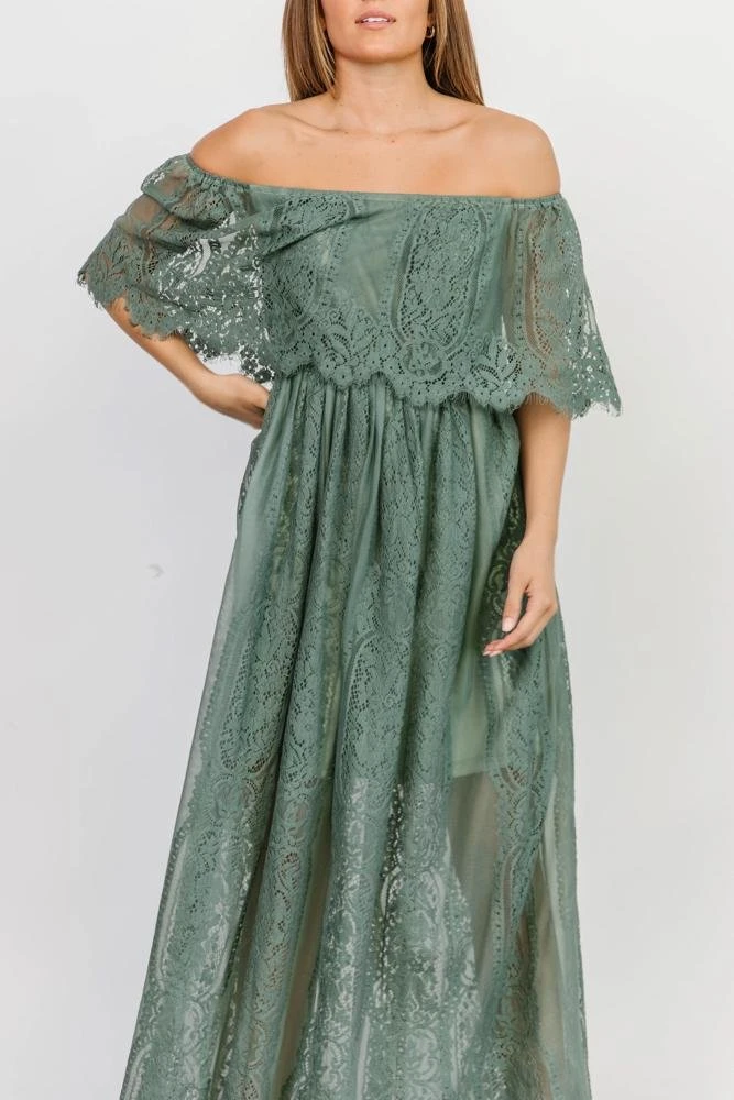 BB Custom Caroline Lace Maxi Dress | Dusty Green 4 BB Custom Caroline Lace Maxi Dress | Dusty Green