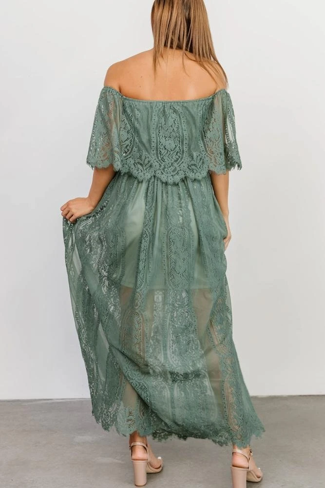 BB Custom Caroline Lace Maxi Dress | Dusty Green 3 BB Custom Caroline Lace Maxi Dress | Dusty Green