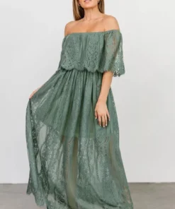 BB Custom Caroline Lace Maxi Dress | Dusty Green