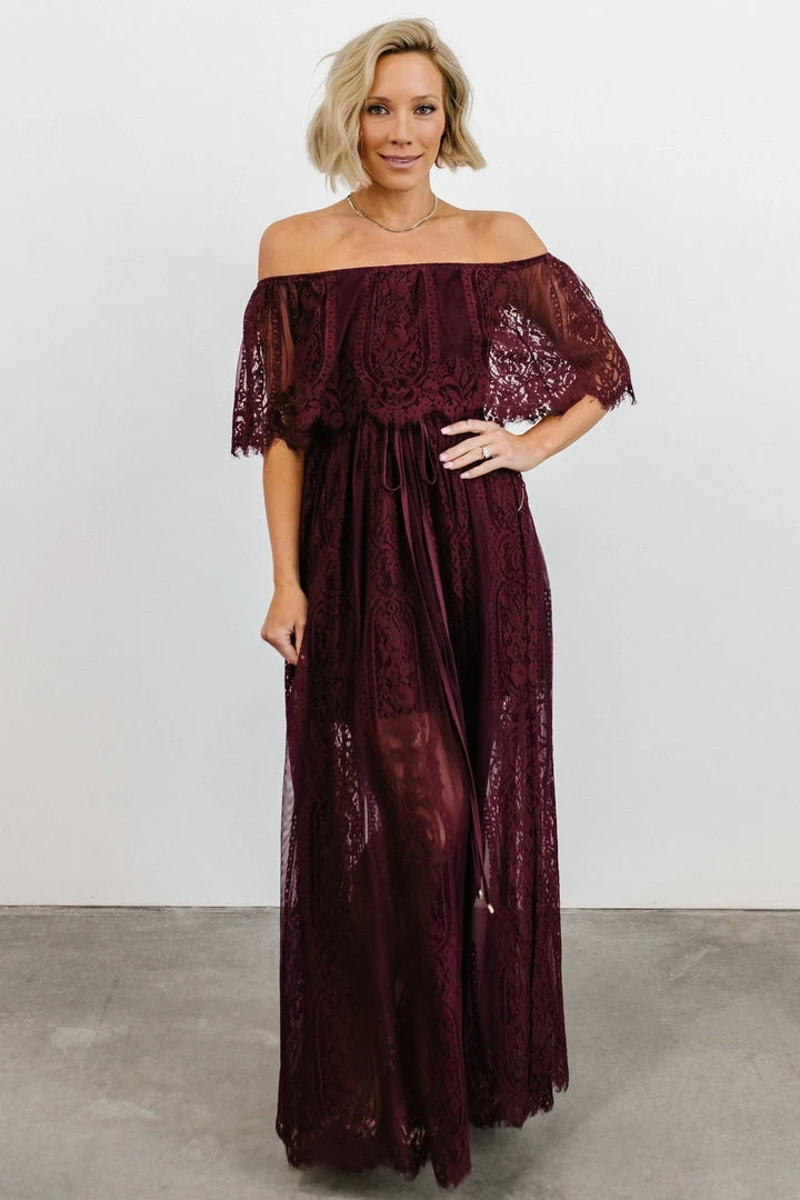 BB Custom Dresses Caroline Lace Maxi Dress | Mulberry 1 BB Custom Dresses Caroline Lace Maxi Dress | Mulberry