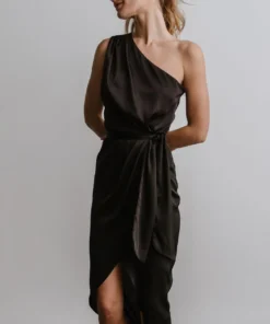 DD Celia One Shoulder Midi Dress | Black Dresses