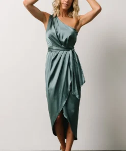 BB Custom Celia One Shoulder Midi Dress | Blue Sage Dresses
