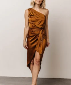 DD Celia One Shoulder Midi Dress | Bronze