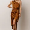 DD Celia One Shoulder Midi Dress | Bronze