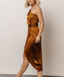 DD Celia One Shoulder Midi Dress | Bronze