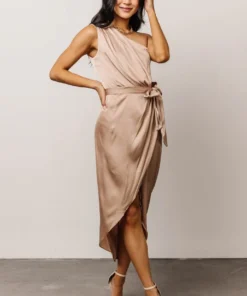 DD Celia One Shoulder Midi Dress | Champagne 10 DD Celia One Shoulder Midi Dress | Champagne
