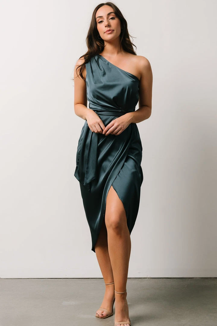 BB Custom Celia One Shoulder Midi Dress | Midnight Dresses 8 BB Custom Celia One Shoulder Midi Dress | Midnight Dresses