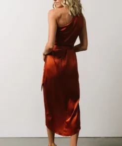 BB Custom Celia One Shoulder Midi Dress | Rust Dresses 10 BB Custom Celia One Shoulder Midi Dress | Rust Dresses