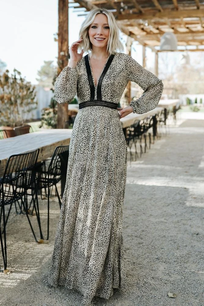 AK Dresses Cha Cha Print Maxi Dress | Taupe 8 AK Dresses Cha Cha Print Maxi Dress | Taupe