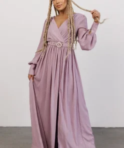 Soi Dresses Charity Shimmer Gown | Lilac + Silver