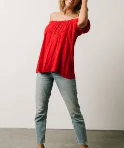 IL Cielo Embroidered Top | Cherry Red 23 IL Cielo Embroidered Top | Cherry Red