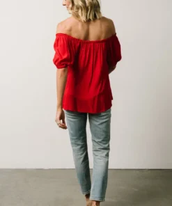 IL Cielo Embroidered Top | Cherry Red 20 IL Cielo Embroidered Top | Cherry Red