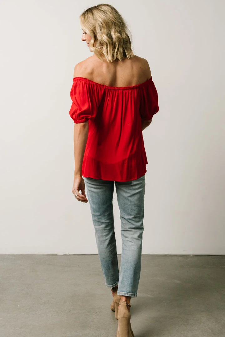 IL Cielo Embroidered Top | Cherry Red 9 IL Cielo Embroidered Top | Cherry Red
