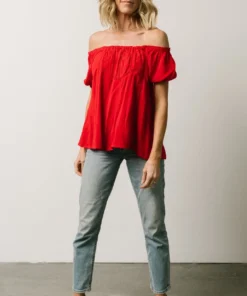 IL Cielo Embroidered Top | Cherry Red 15 IL Cielo Embroidered Top | Cherry Red