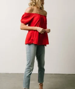 IL Cielo Embroidered Top | Cherry Red 16 IL Cielo Embroidered Top | Cherry Red