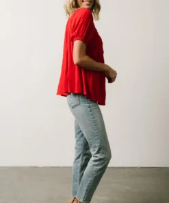 IL Cielo Embroidered Top | Cherry Red 17 IL Cielo Embroidered Top | Cherry Red