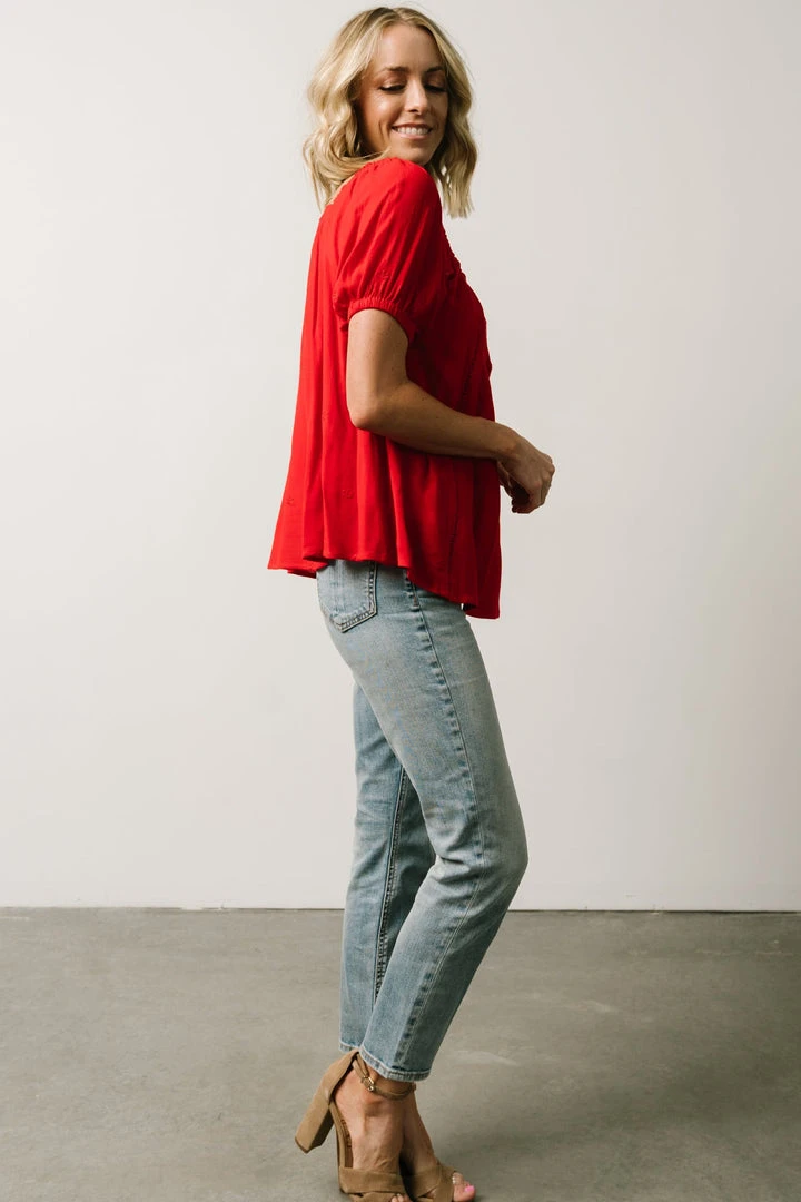 IL Cielo Embroidered Top | Cherry Red 6 IL Cielo Embroidered Top | Cherry Red