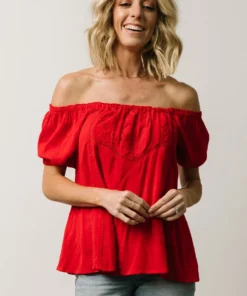 IL Cielo Embroidered Top | Cherry Red 14 IL Cielo Embroidered Top | Cherry Red