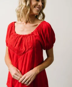 IL Cielo Embroidered Top | Cherry Red 22 IL Cielo Embroidered Top | Cherry Red