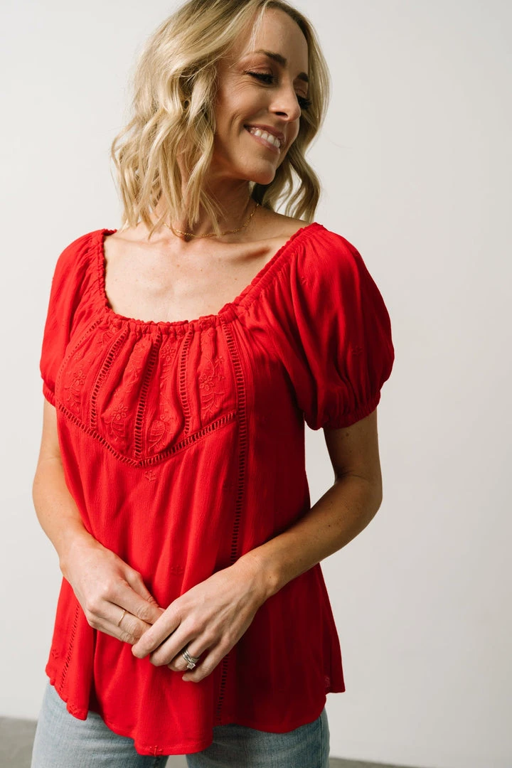 IL Cielo Embroidered Top | Cherry Red 11 IL Cielo Embroidered Top | Cherry Red