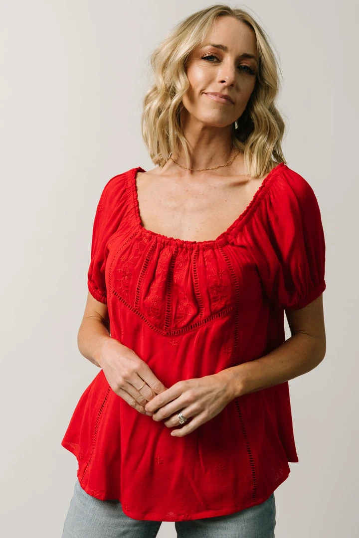 IL Cielo Embroidered Top | Cherry Red 1 IL Cielo Embroidered Top | Cherry Red