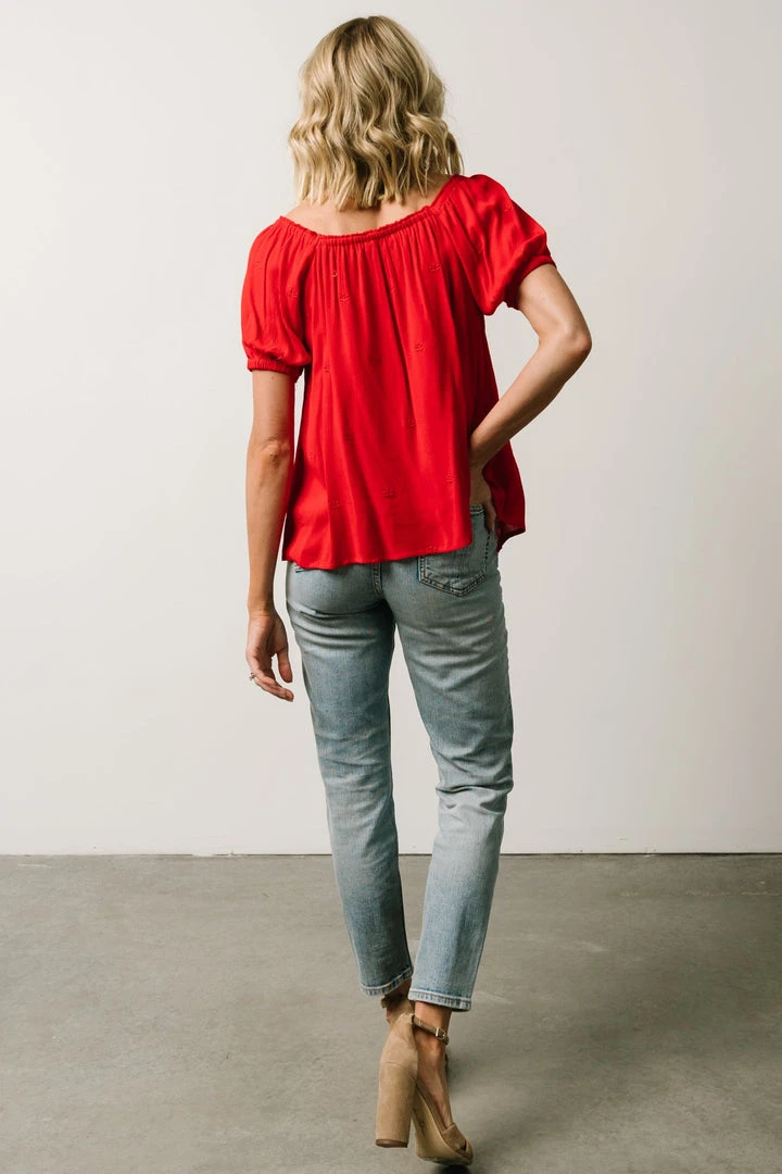 IL Cielo Embroidered Top | Cherry Red 7 IL Cielo Embroidered Top | Cherry Red