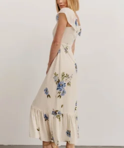 SL Clara Midi Dress | Cream + Blue Floral