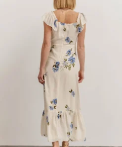 SL Clara Midi Dress | Cream + Blue Floral