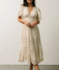 FT Clarisa Lace Midi Dress | Vintage Cream Dresses 10 FT Clarisa Lace Midi Dress | Vintage Cream Dresses