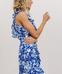 SL Coralie Ruffle Mini Dress | Blue Floral Dresses