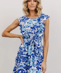 SL Coralie Ruffle Mini Dress | Blue Floral Dresses