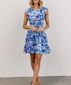 SL Coralie Ruffle Mini Dress | Blue Floral Dresses